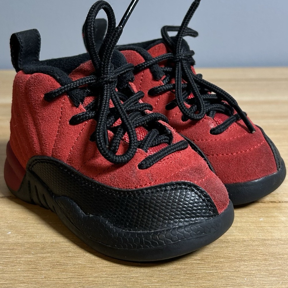 Nike Air Jordan 12 Retro Toddler Red Black TD Reverse Flu Game High Top Sneakers